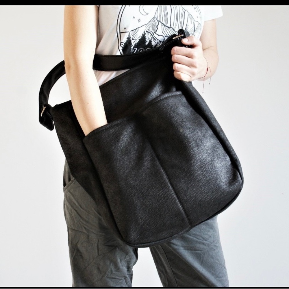 Black vegan leather purse